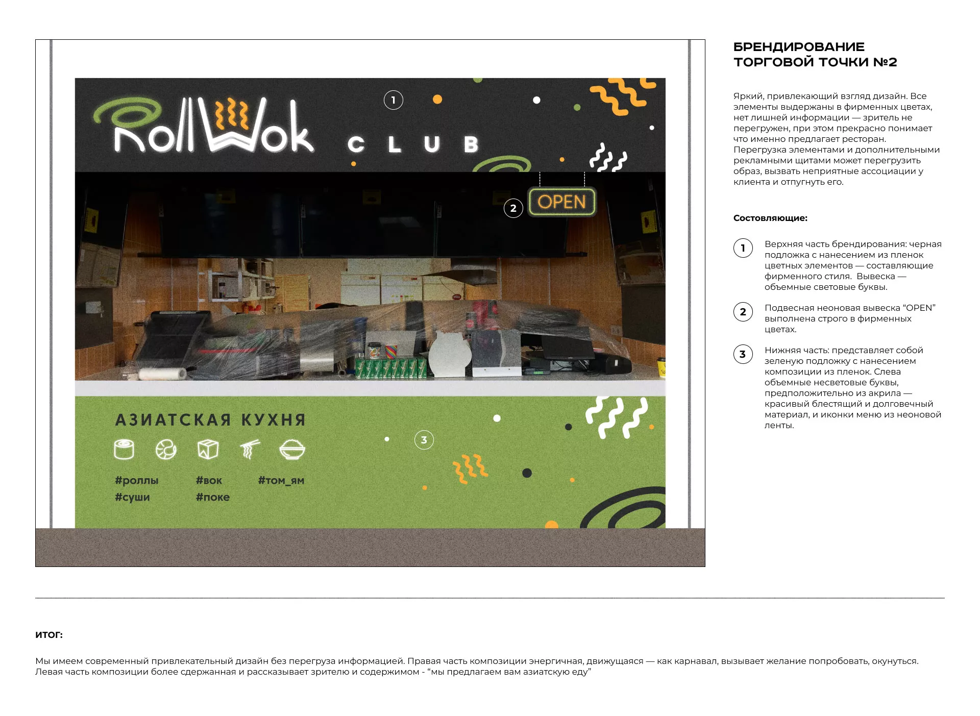 Брендирование торговых точек суши-бара «Roll Wok Club» в Знаменске